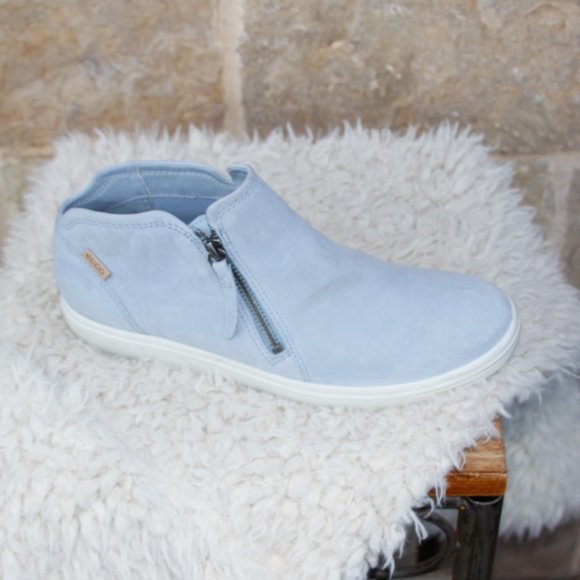 Ecco Pale Blue Low Bootie Size Zip Suede Leather Boot Sneaker Size 10 - Picture 8 of 12